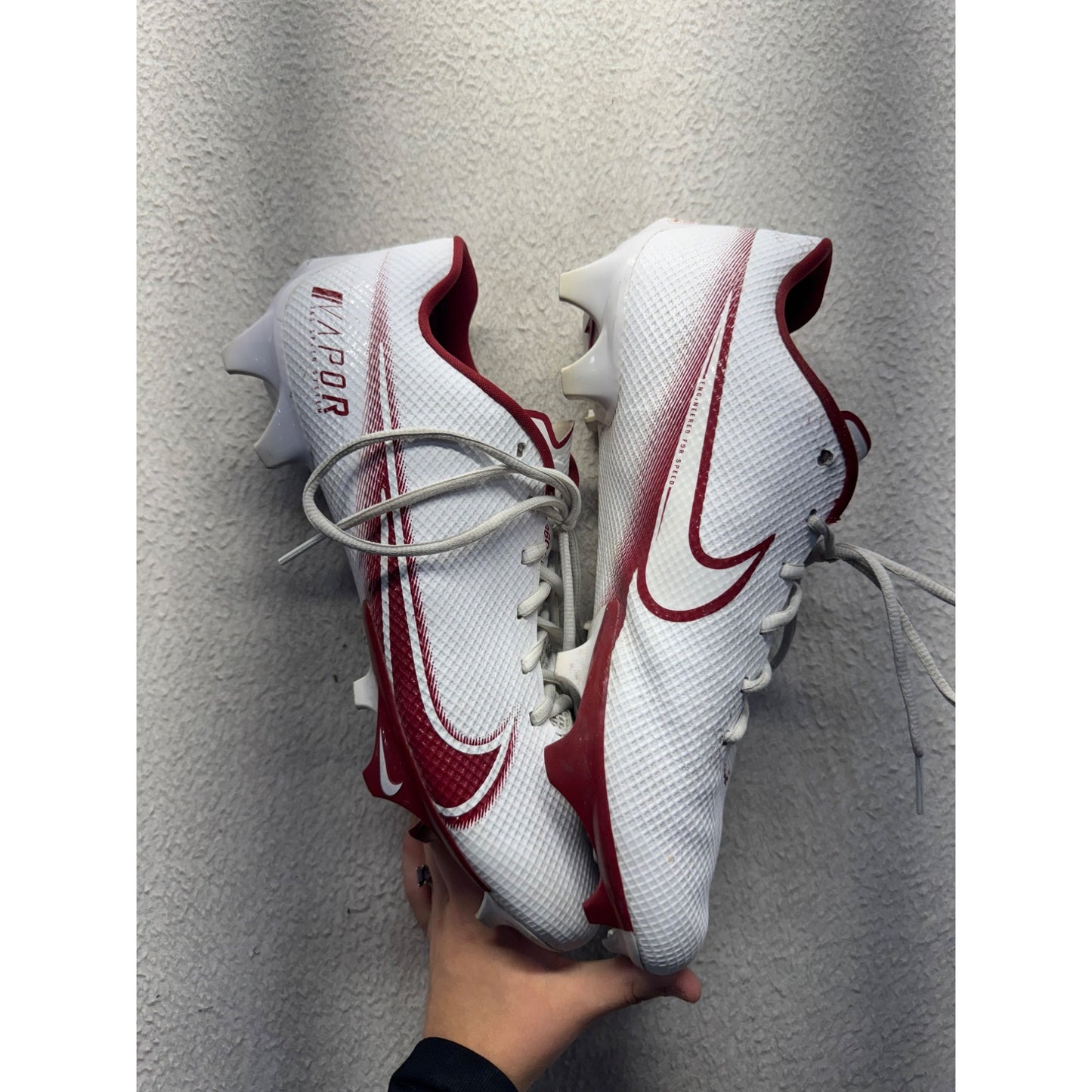 Nike Vapor Edge Pro 360 White & Red Football Cleats #391B