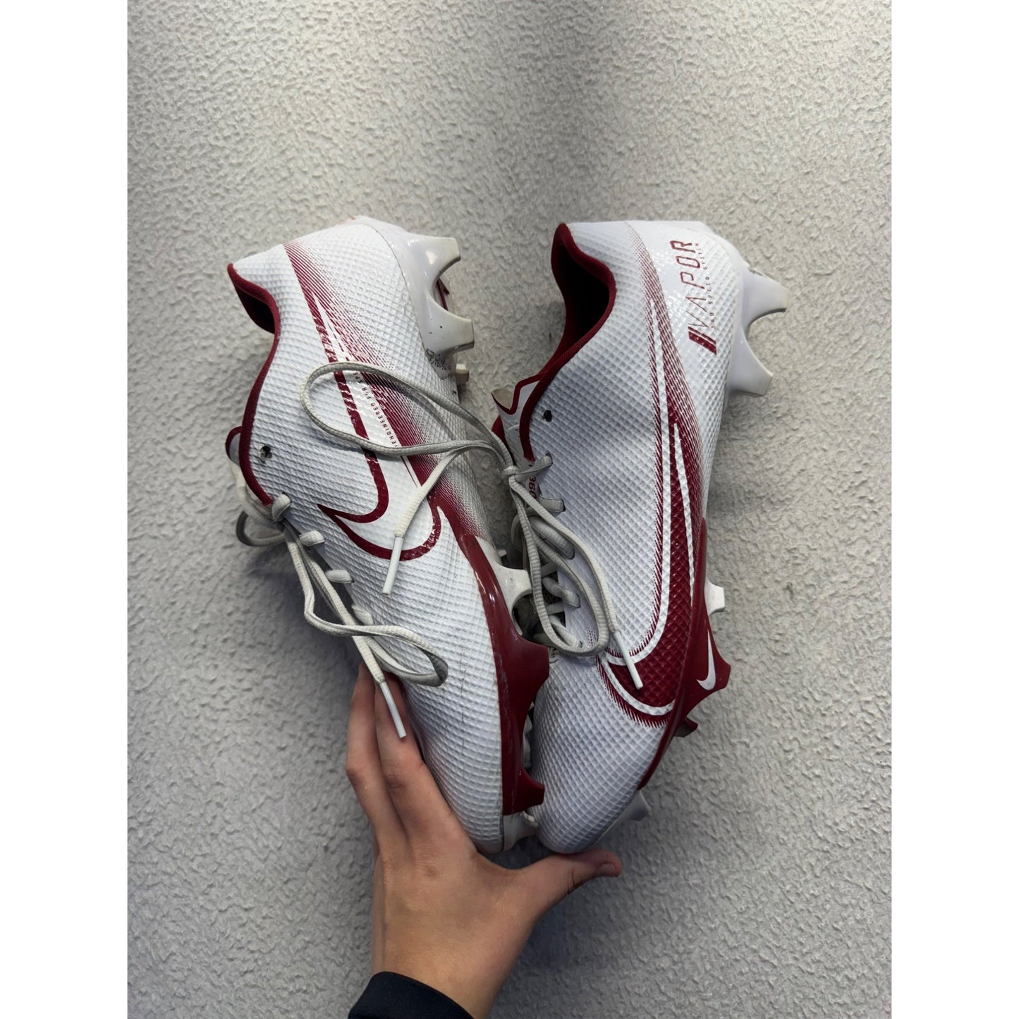 Nike Vapor Edge Pro 360 White & Red Football Cleats #391B