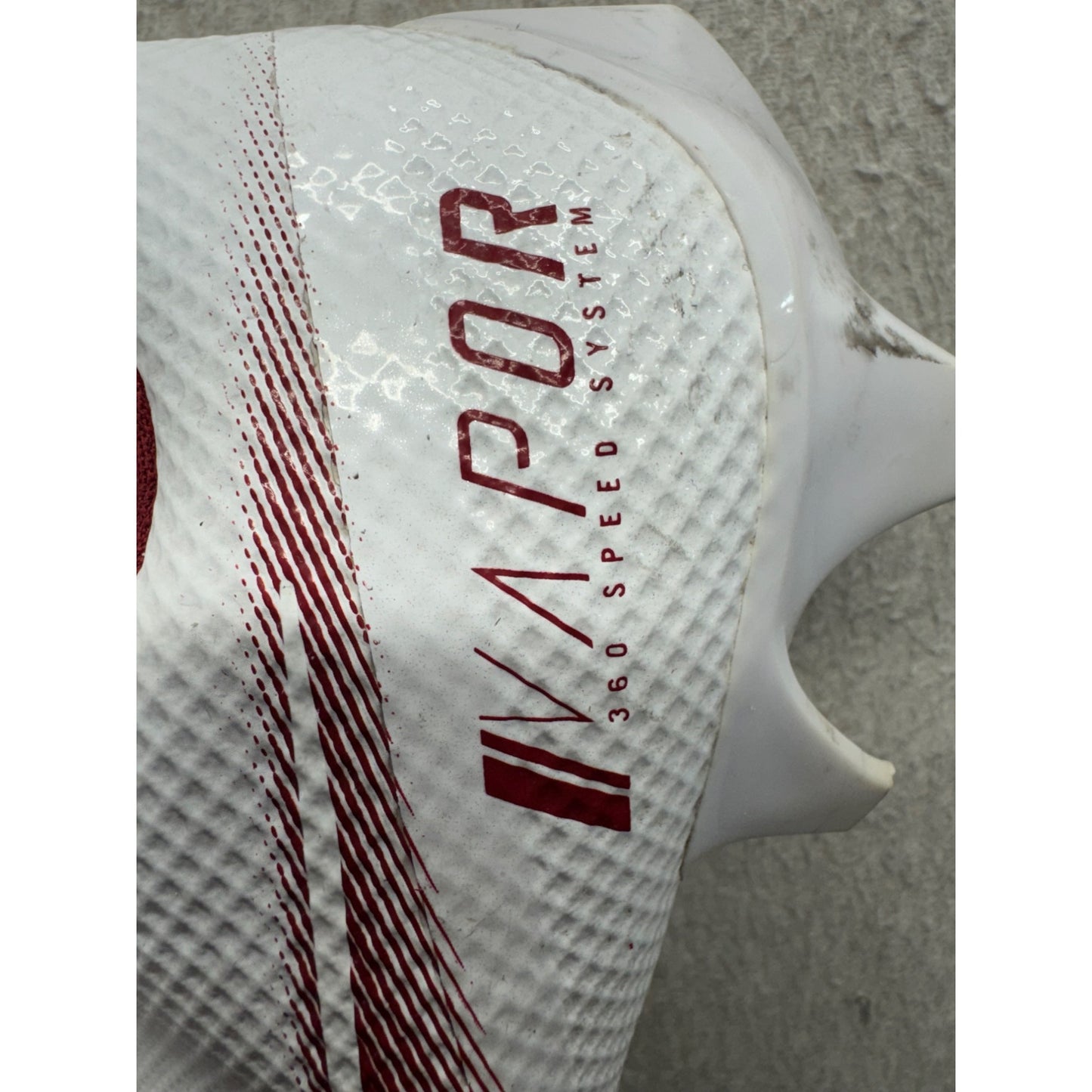 Nike Vapor Edge Pro 360 White & Red Football Cleats #391B