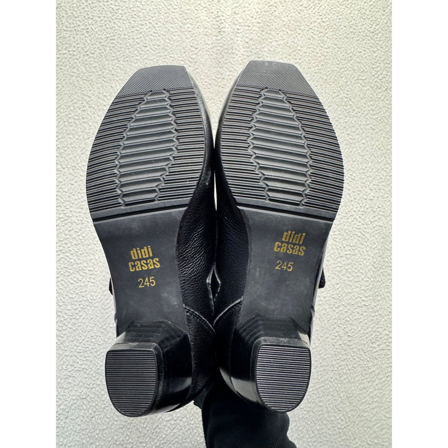 Didi Casas Black Leather Mary Jane Shoes With Low Heel Size 245 #9447