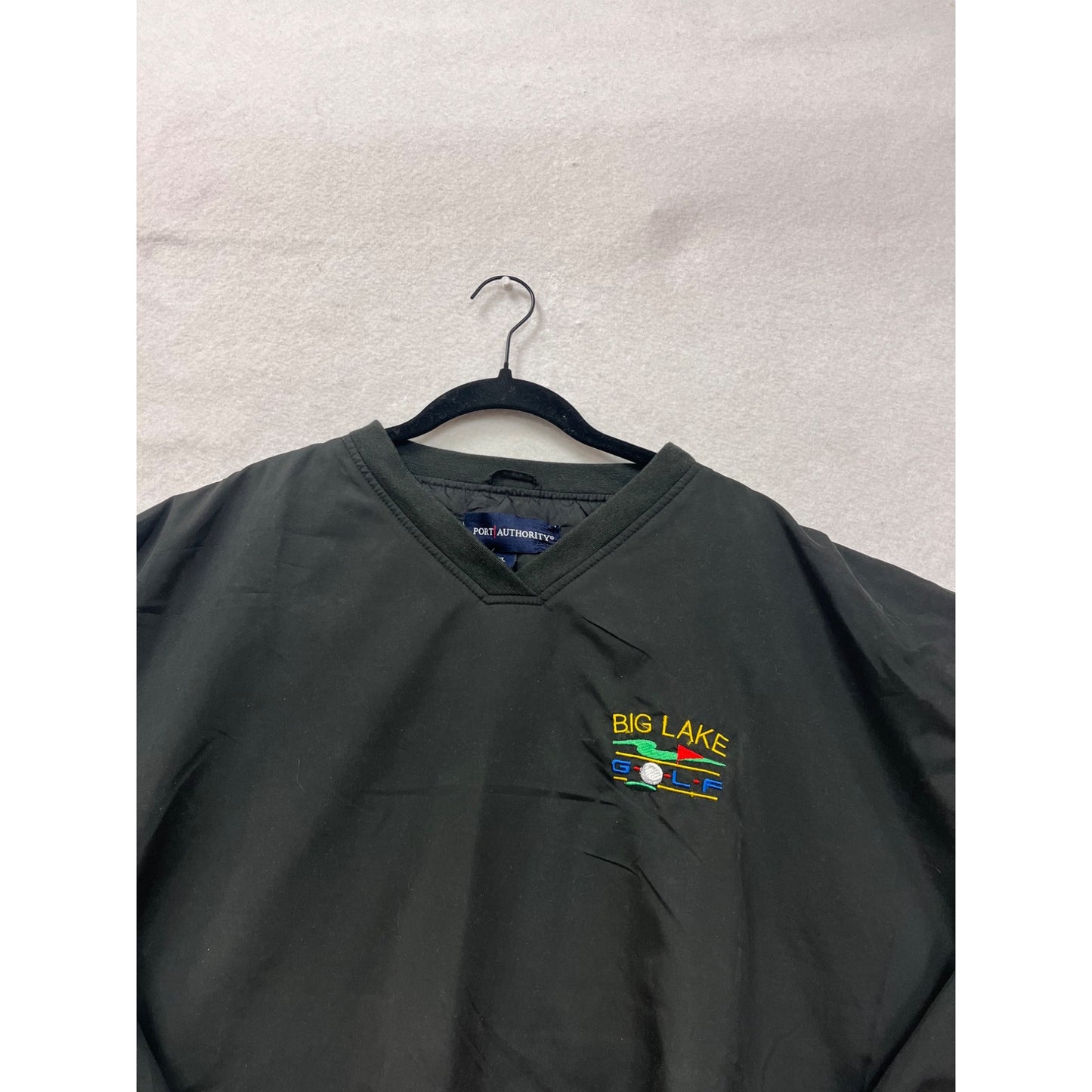 Port Authority Big Lake Golf Pullover Windbreaker XL Black Polyester Mens #60A