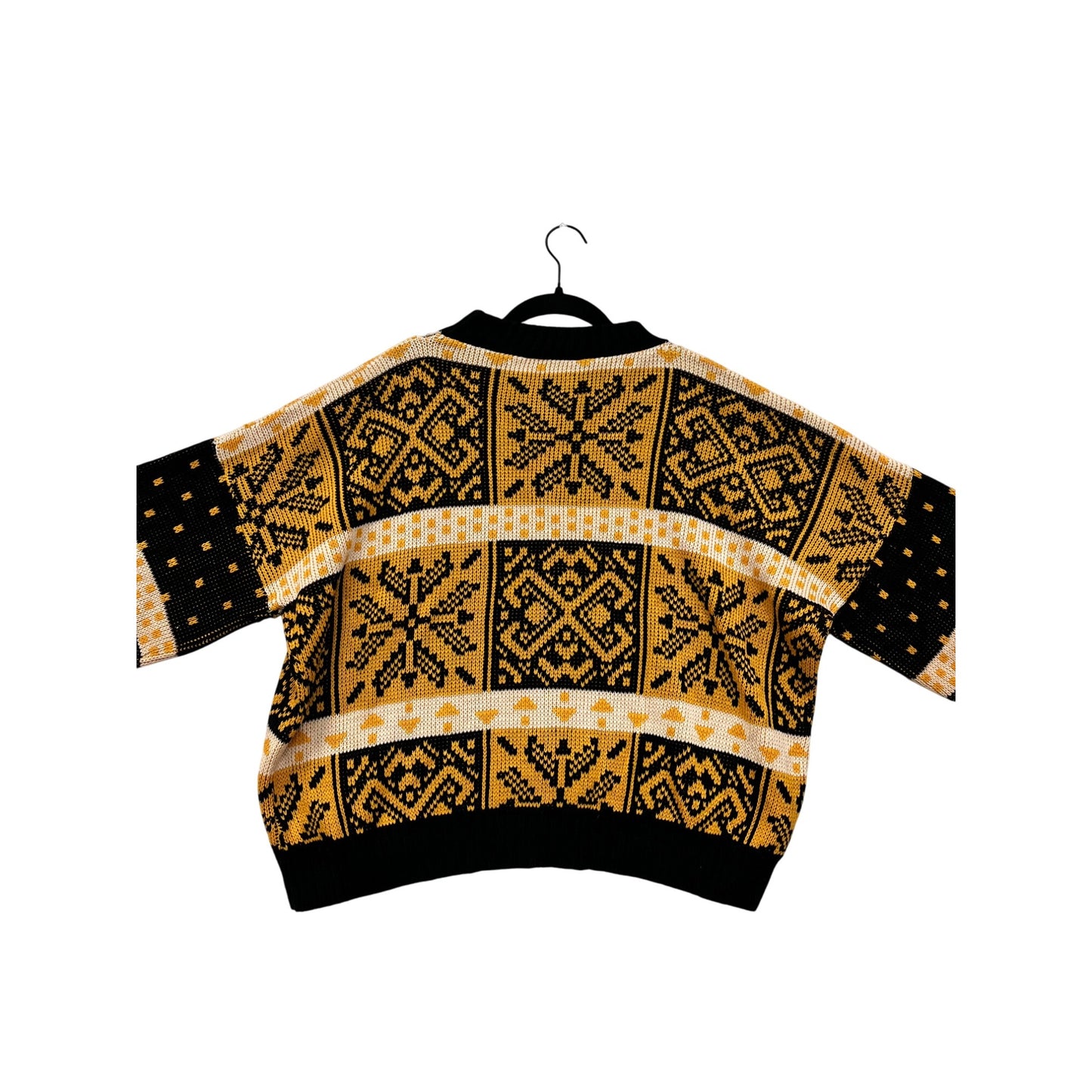Vintage Domani Mens Yellow & Black Geometric Knit Sweater Medium/Large #8991