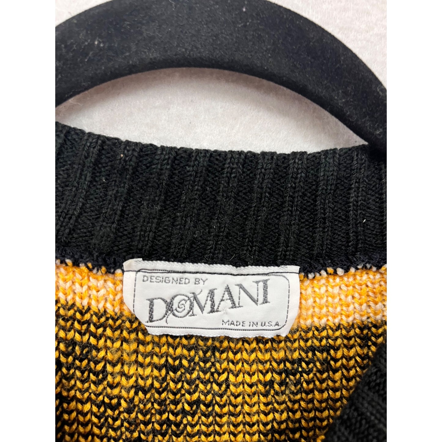 Vintage Domani Mens Yellow & Black Geometric Knit Sweater Medium/Large #8991