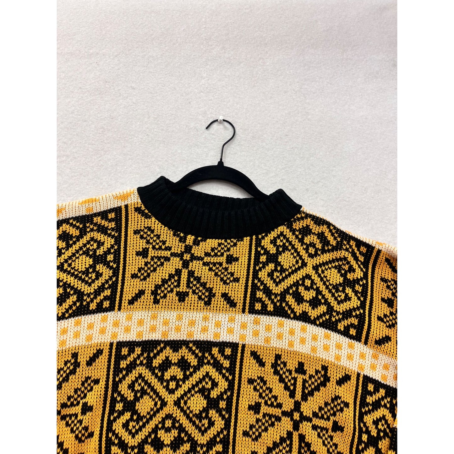Vintage Domani Mens Yellow & Black Geometric Knit Sweater Medium/Large #8991