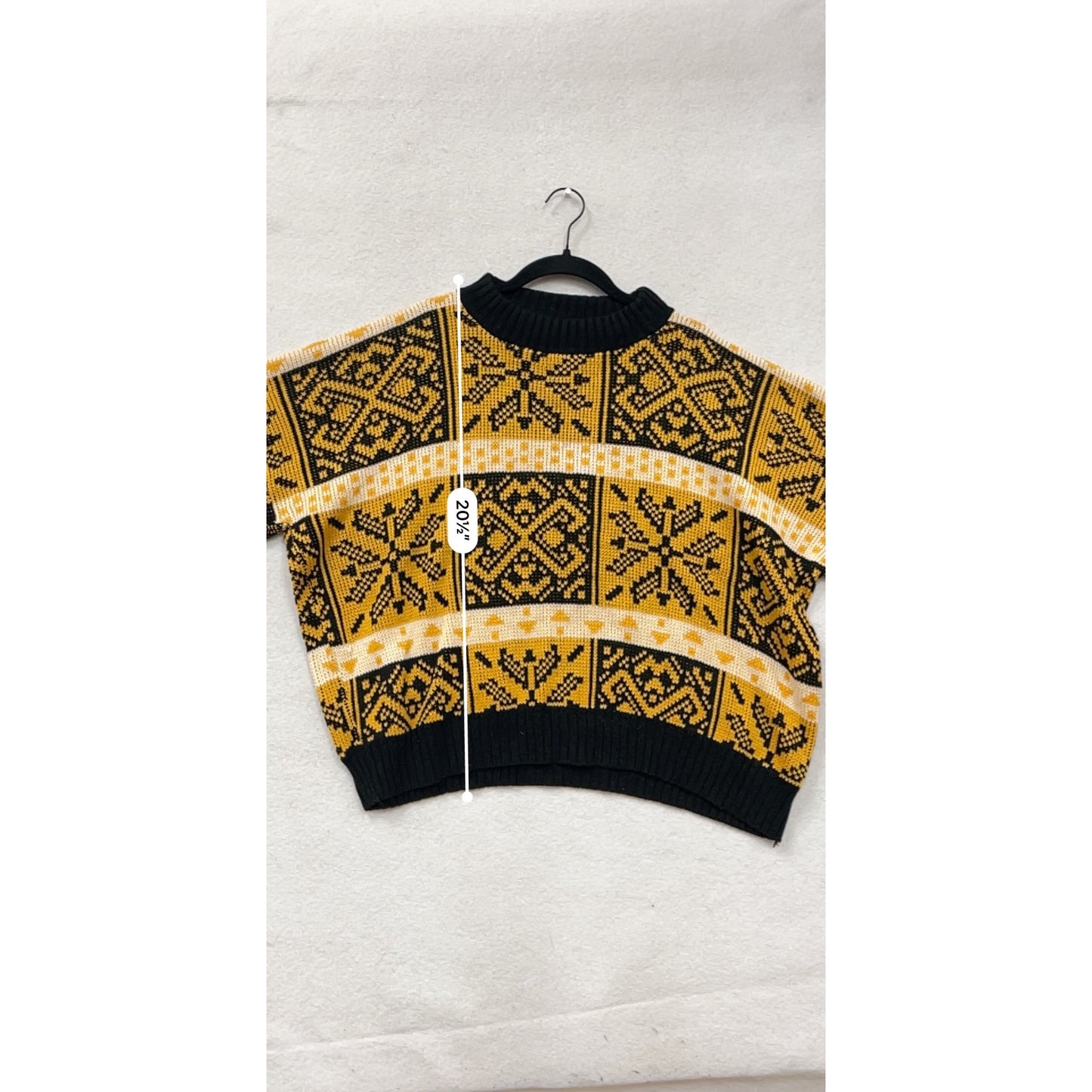 Vintage Domani Mens Yellow & Black Geometric Knit Sweater Medium/Large #8991