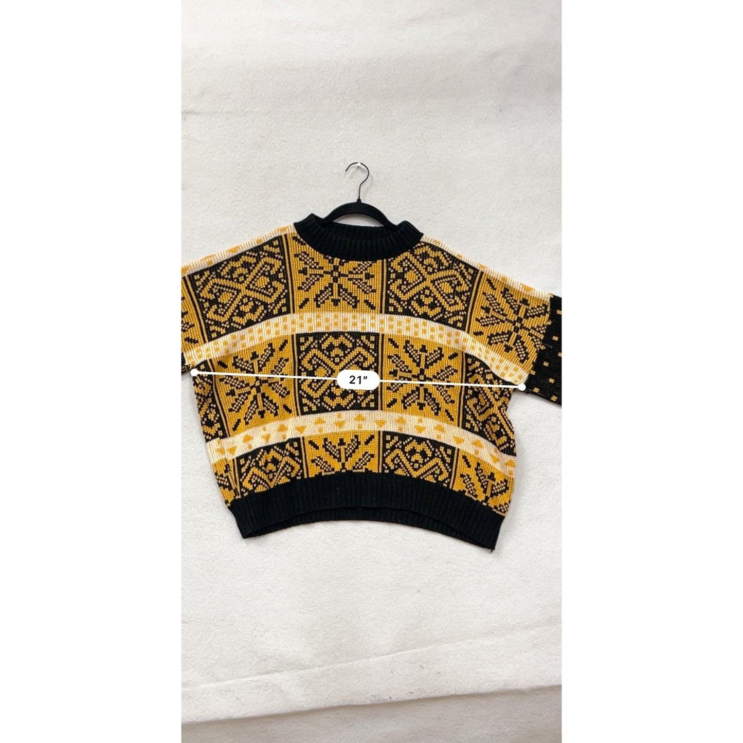 Vintage Domani Mens Yellow & Black Geometric Knit Sweater Medium/Large #8991