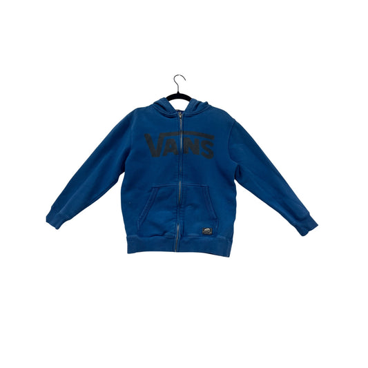 Vans Youth Medium Blue Full-Zip Hoodie With Logo Graphic & Kangaroo Pockets #6744