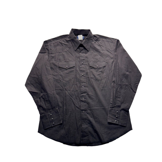 VTG Wrangler Black Long Sleeve Western Shirt L #7998