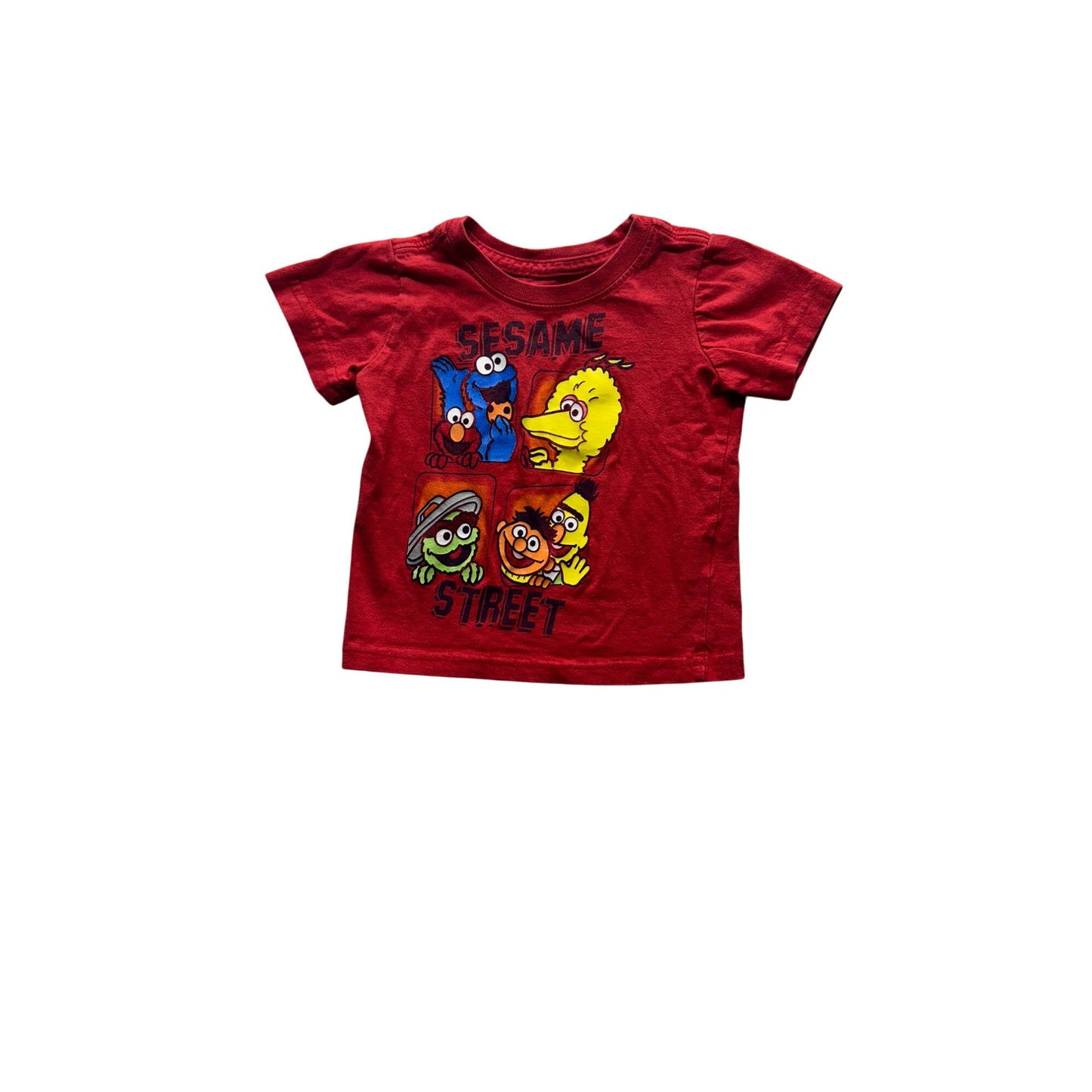 Sesame Street Red Short Sleeve Toddler T-Shirt 12M 100% Cotton #7918