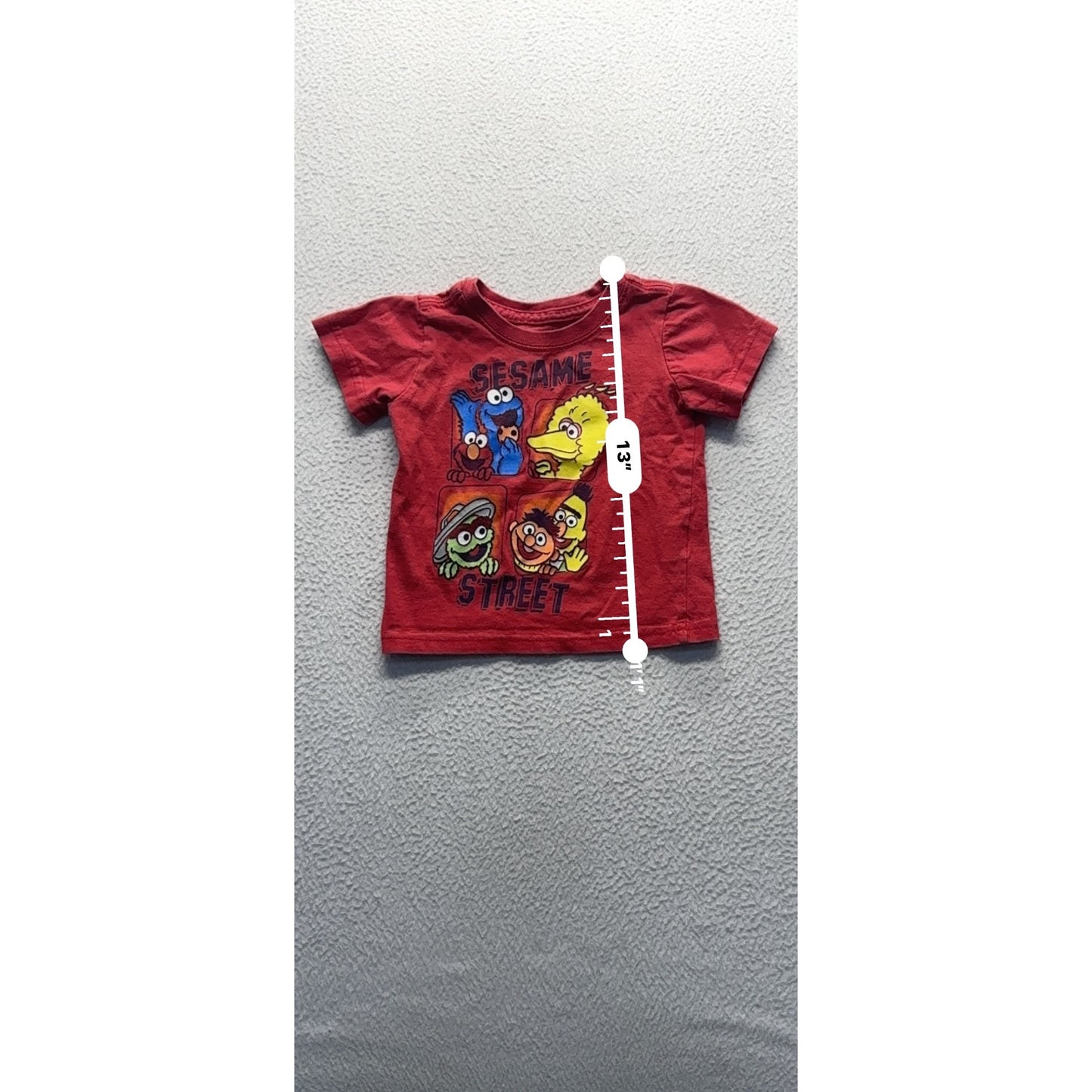 Sesame Street Red Short Sleeve Toddler T-Shirt 12M 100% Cotton #7918