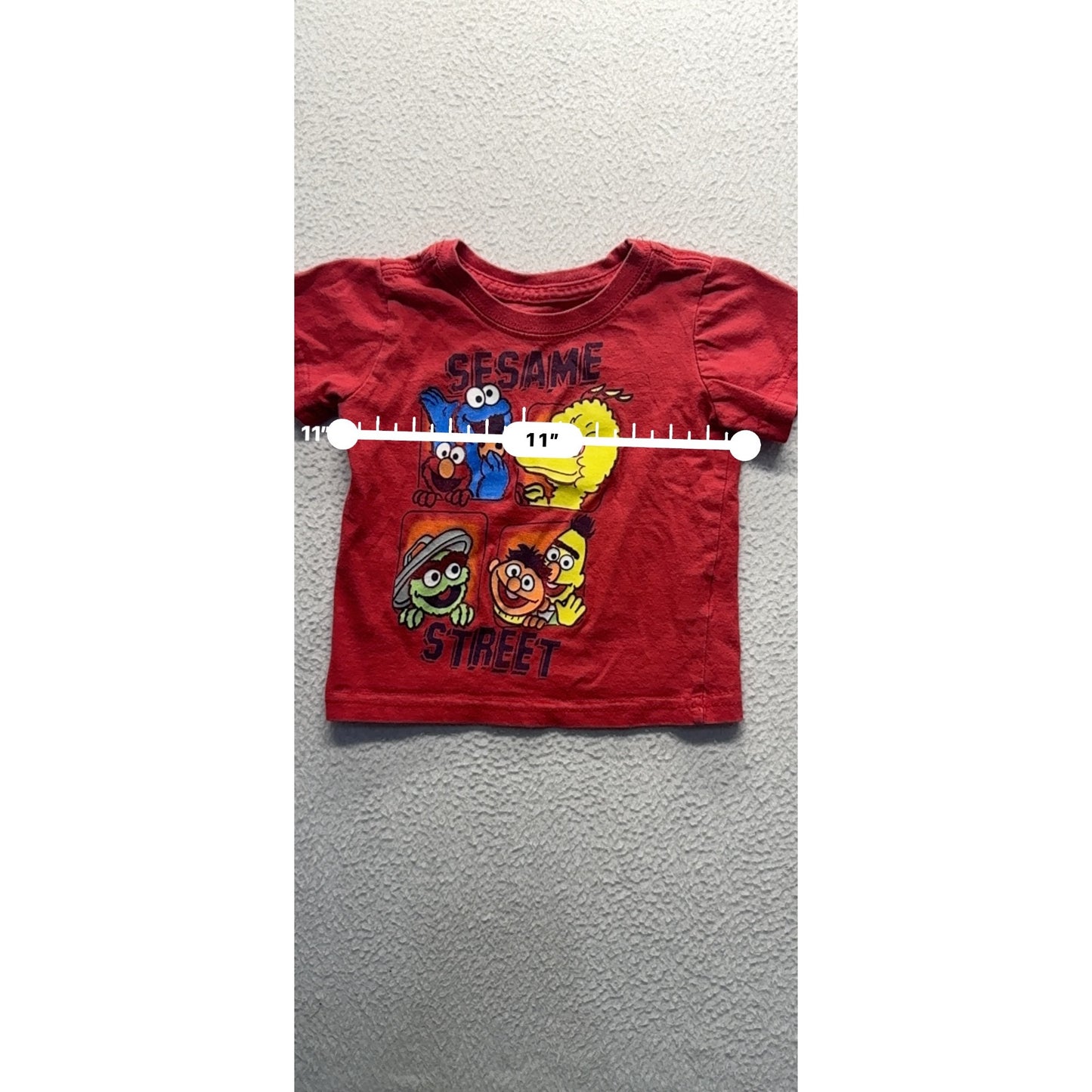 Sesame Street Red Short Sleeve Toddler T-Shirt 12M 100% Cotton #7918