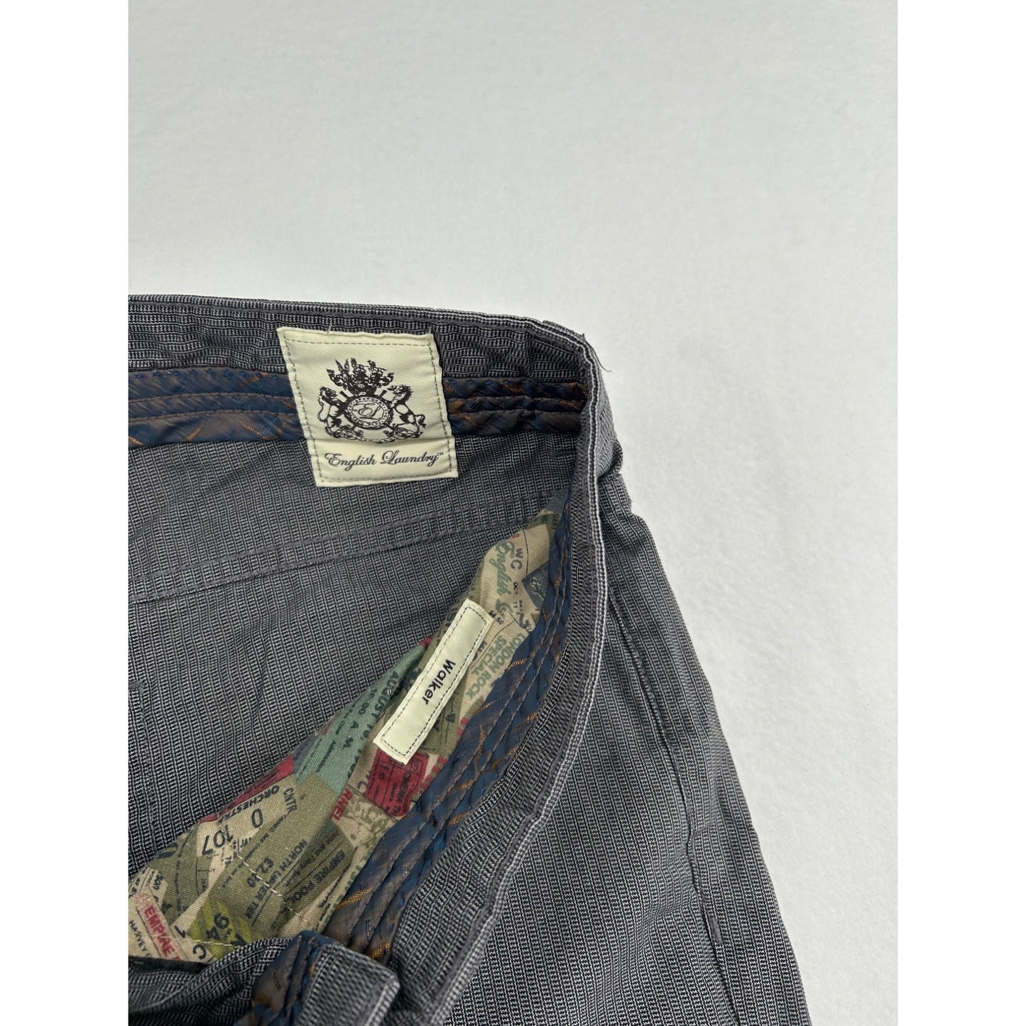 English Laundry Mens Gray Checkered Straight-Leg Pants 32x32 Cotton Blend #6652