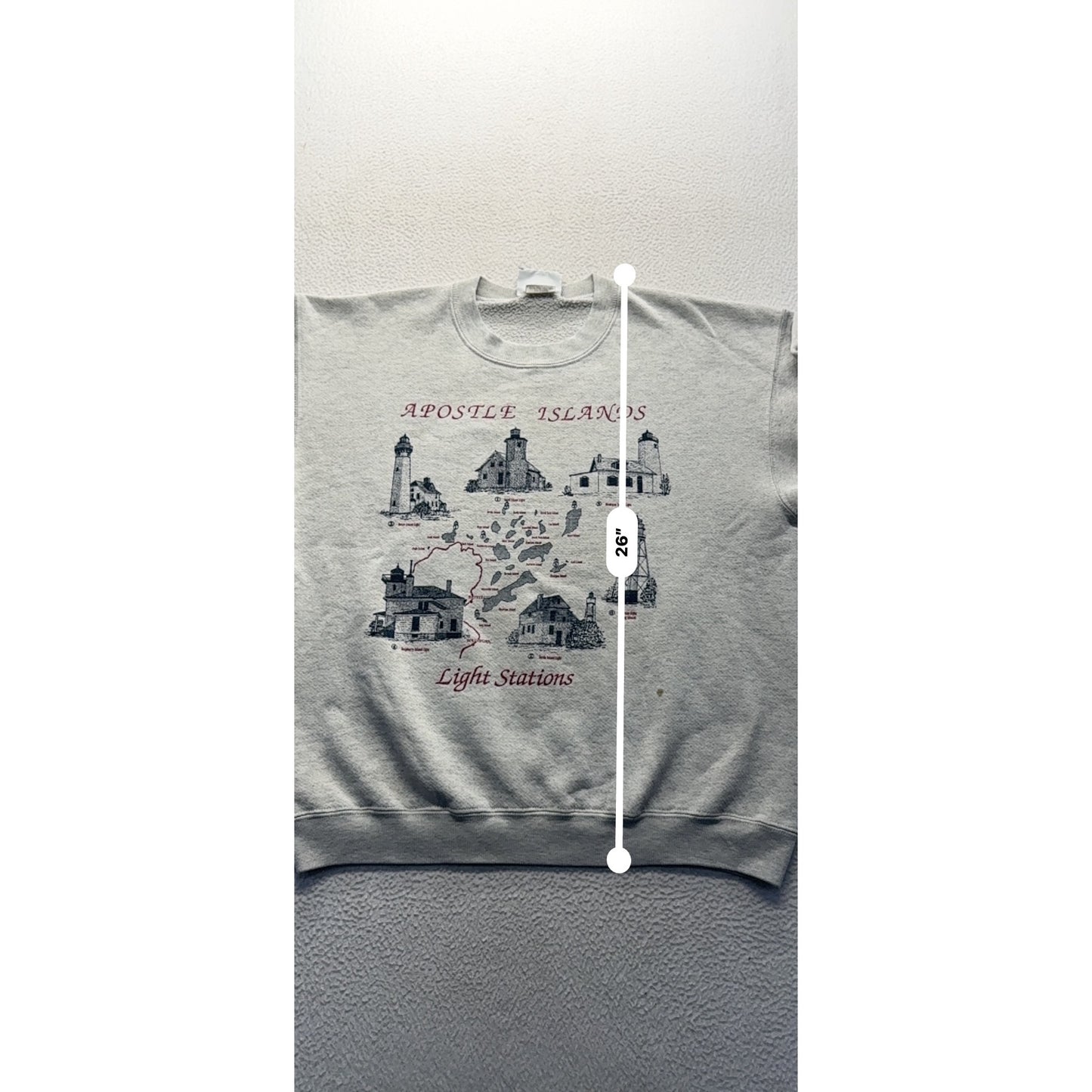 Vintage Lee Heavyweight Apostle Islands Light Stations Sweatshirt M Gray #9538