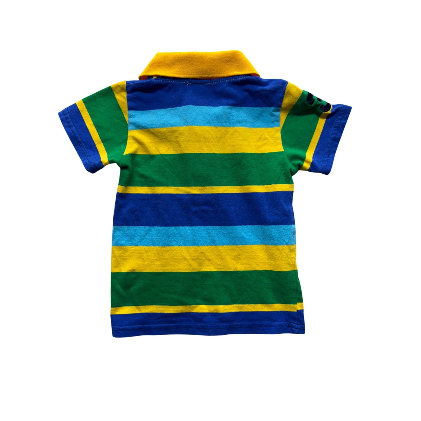 Ralph Lauren Polo Jeans Co Striped Kids Polo Shirt Yellow Green Blue #9780