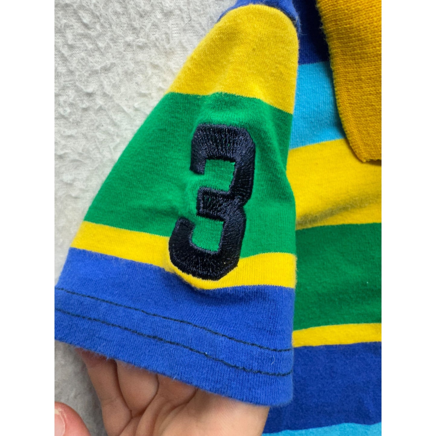 Ralph Lauren Polo Jeans Co Striped Kids Polo Shirt Yellow Green Blue #9780