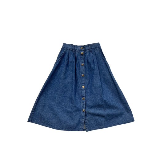 Vintage Cherokee Denim Button-Front A-Line Skirt Size 14 #8822
