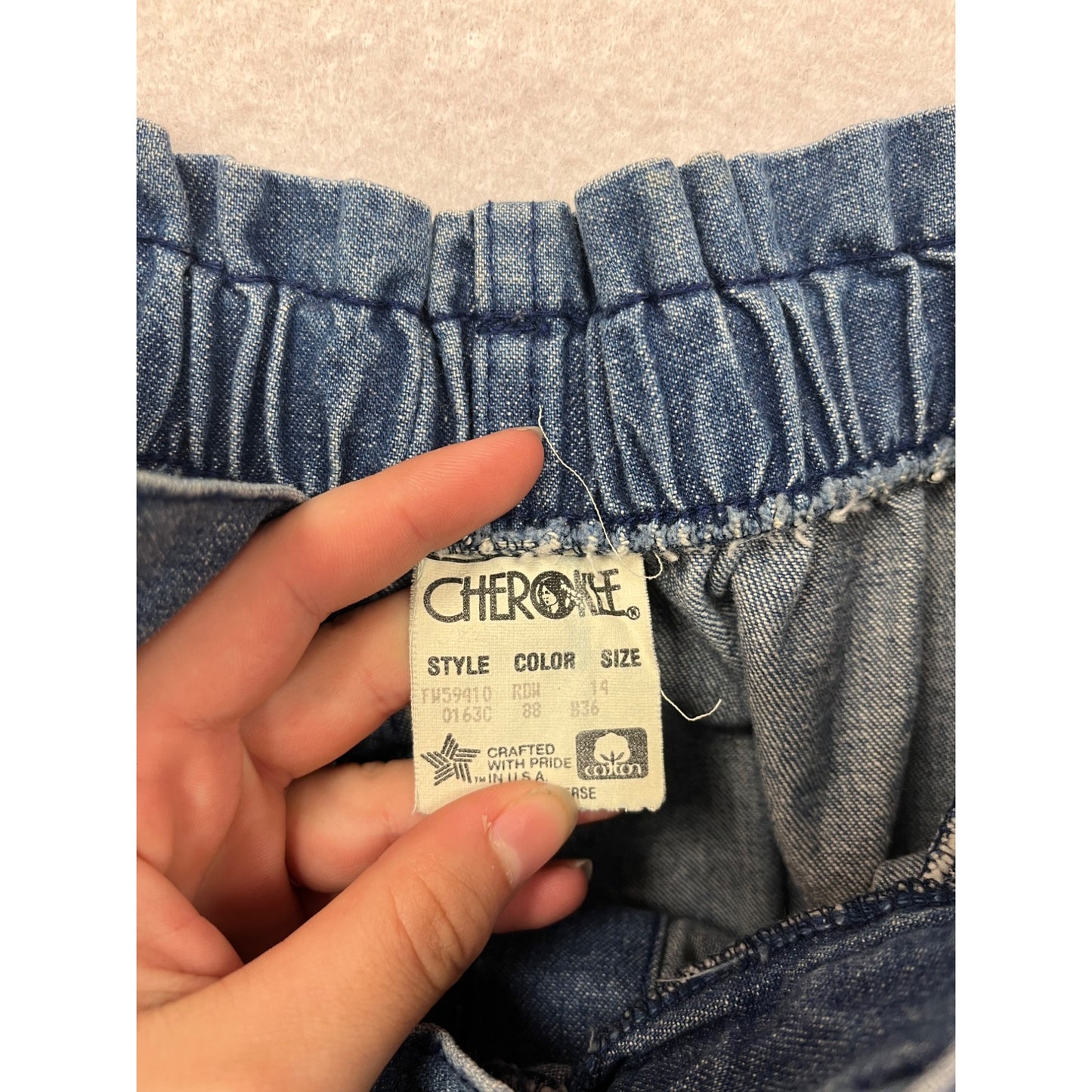 Vintage Cherokee Denim Button-Front A-Line Skirt Size 14 #8822