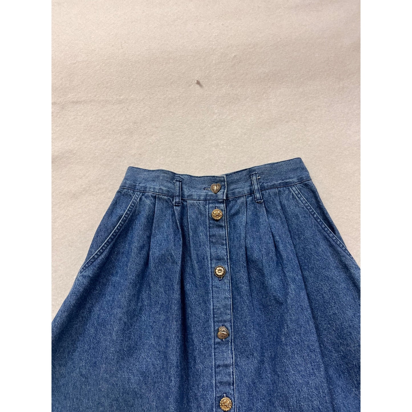 Vintage Cherokee Denim Button-Front A-Line Skirt Size 14 #8822