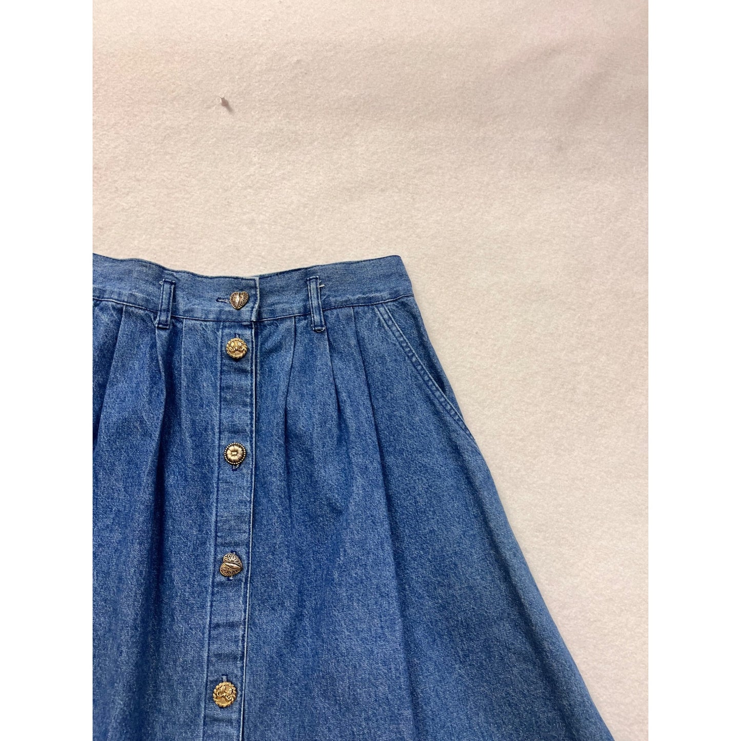 Vintage Cherokee Denim Button-Front A-Line Skirt Size 14 #8822
