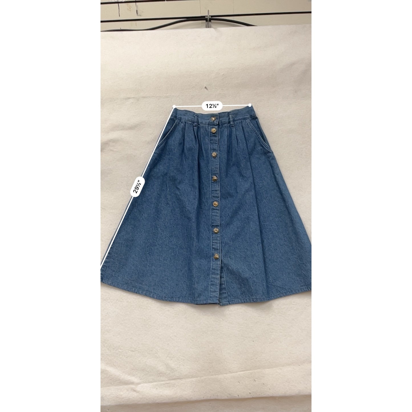 Vintage Cherokee Denim Button-Front A-Line Skirt Size 14 #8822