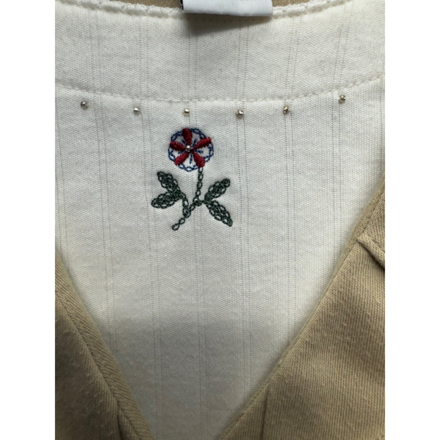 Alfred Dunner Petite Floral Embroidered Short Sleeve Button-Front Vest Top 81B