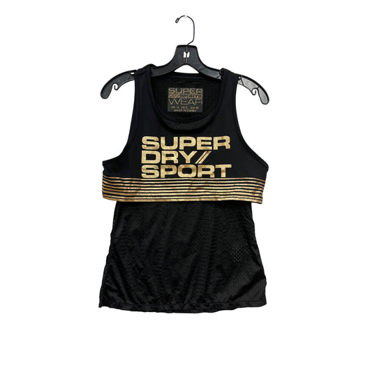 Superdry Sport Womens Mesh Tank Top Black Gold Size M #8376