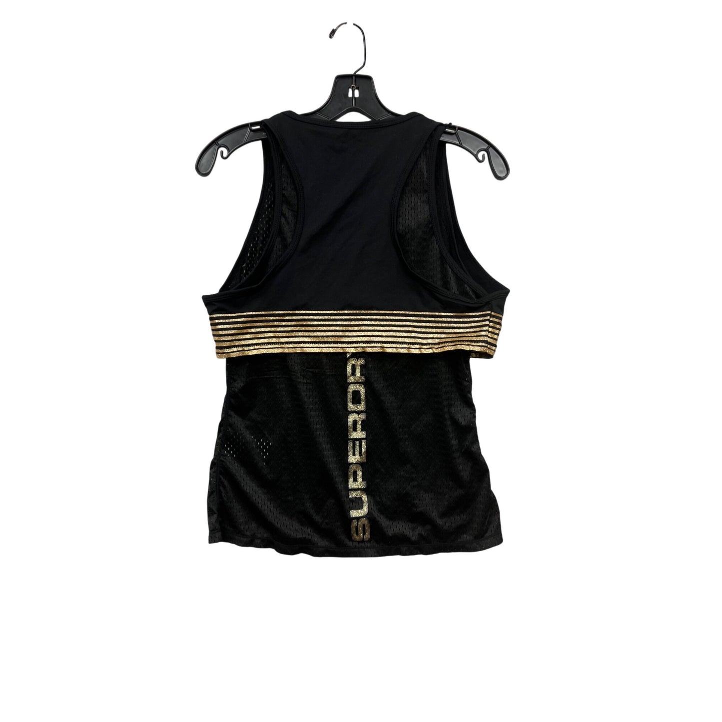 Superdry Sport Womens Mesh Tank Top Black Gold Size M #8376