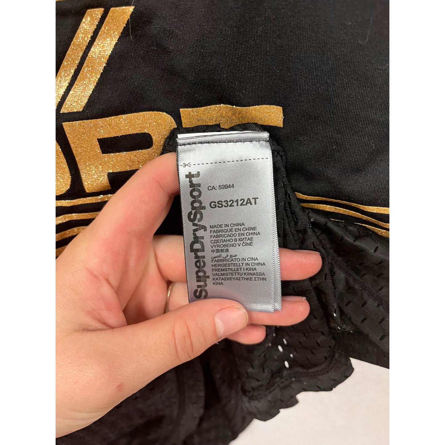 Superdry Sport Womens Mesh Tank Top Black Gold Size M #8376