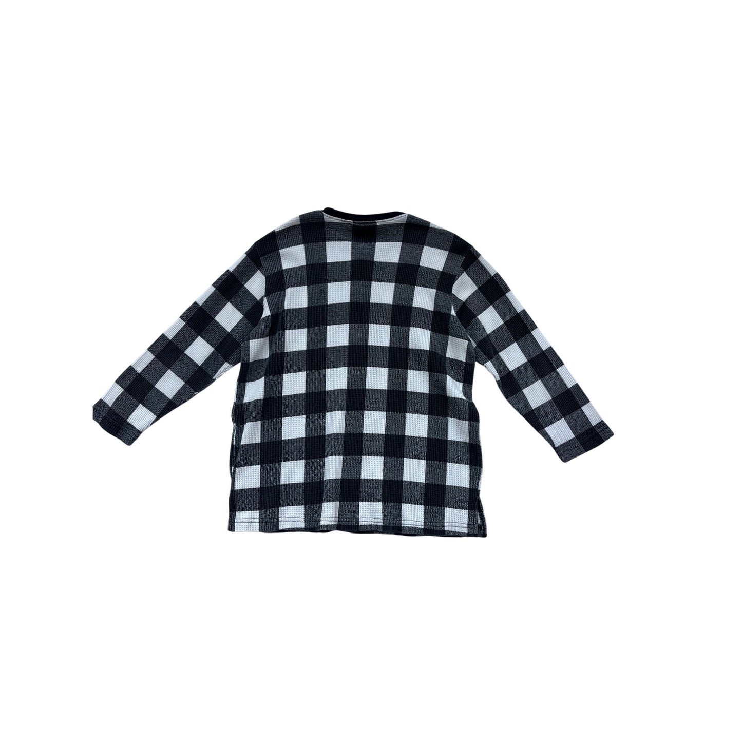 L.A. Gold Vintage 90s Black & White Plaid Long Sleeve Henley Shirt Size M #760A