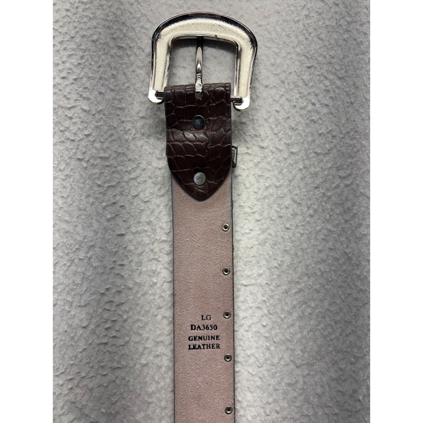 Western-Style Leather Belt With Silver Buckle & Lace Overlay #7733