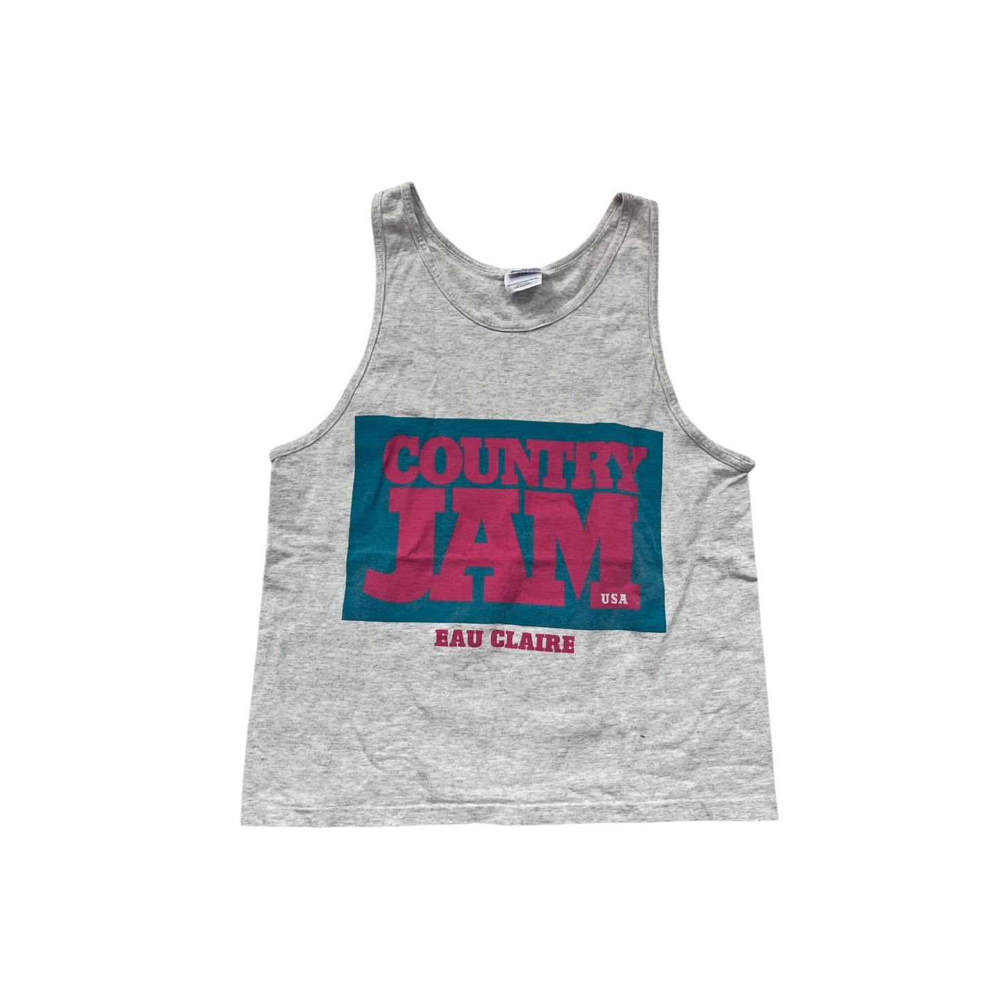 Vintage 1995 Country Jam Eau Claire USA Gray Tank Top #8874