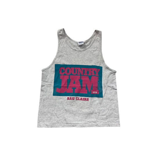 Vintage 1995 Country Jam Eau Claire USA Gray Tank Top #8874