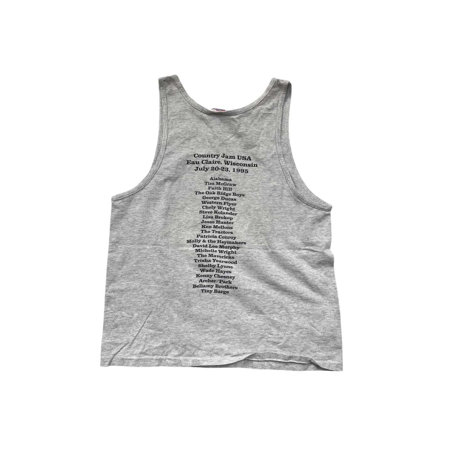 Vintage 1995 Country Jam Eau Claire USA Gray Tank Top #8874
