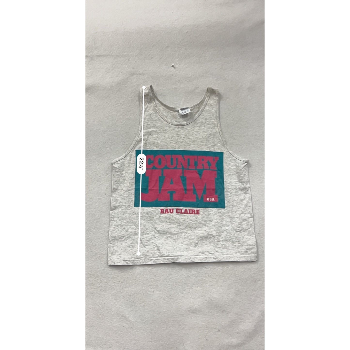 Vintage 1995 Country Jam Eau Claire USA Gray Tank Top #8874