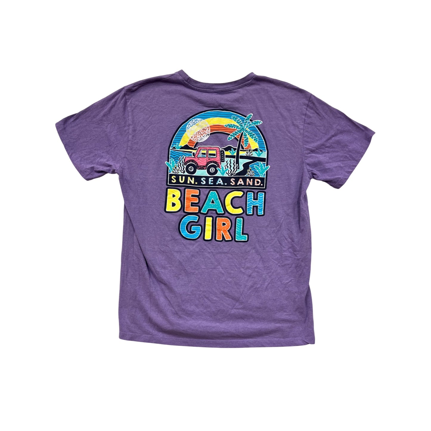 Beach Girl Graphic T-Shirt Purple Sunshine Raised #8579