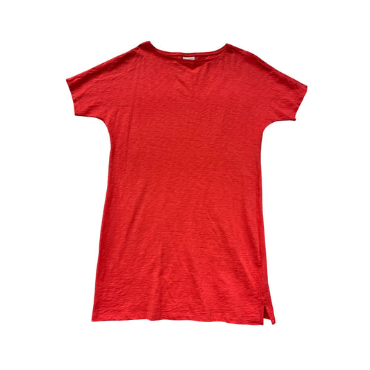 J.Jill Red Short-Sleeve Cotton Tunic Dress #8478