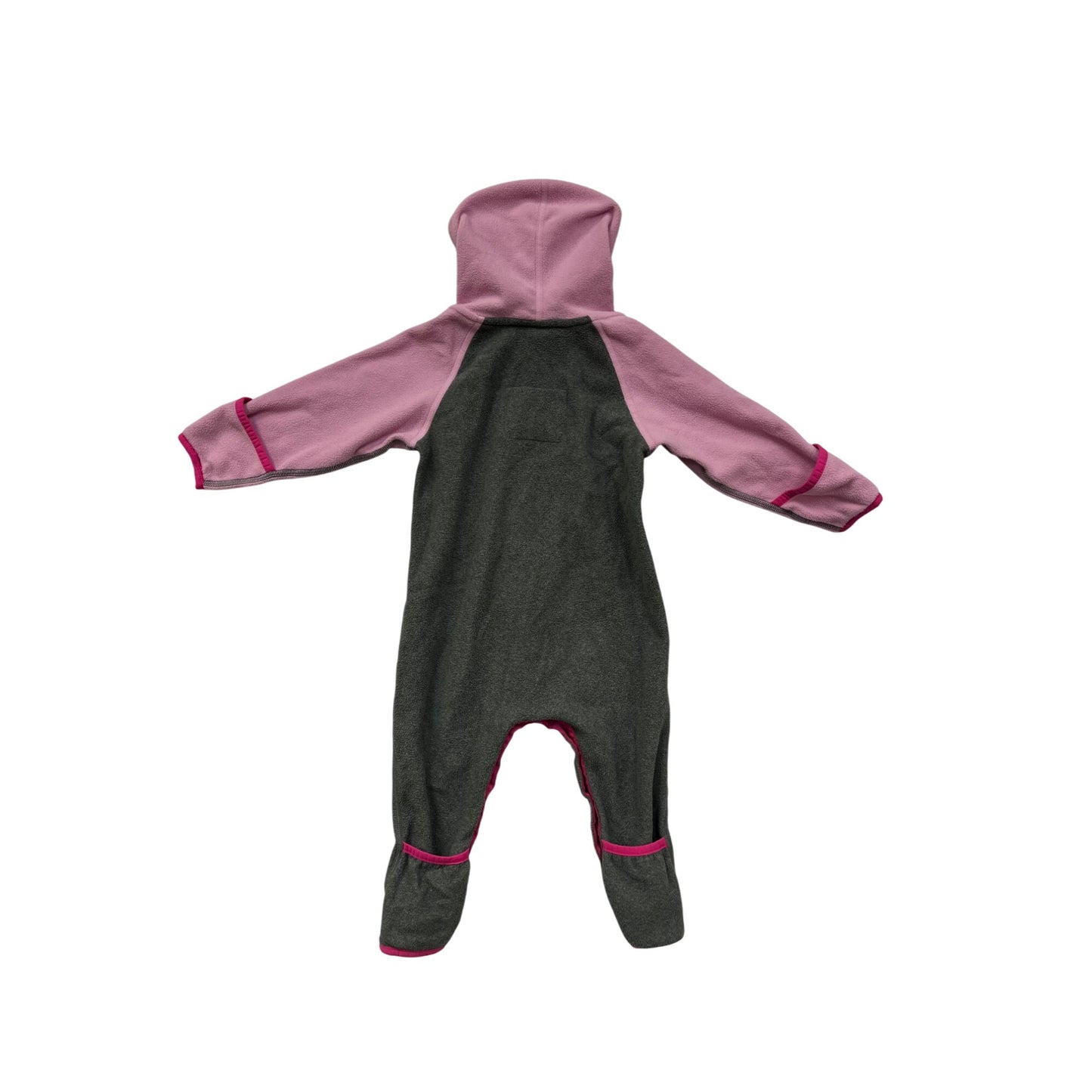 The North Face Infant Hooded Fleece Bodysuit Pink & Gray 6-12M #6542