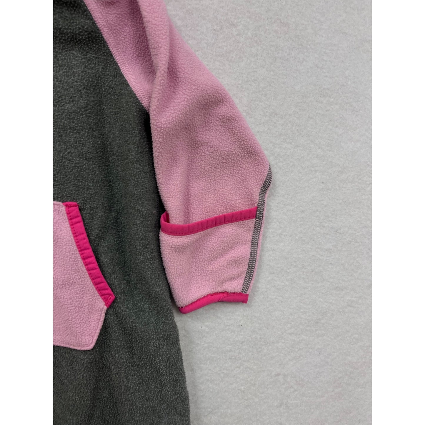 The North Face Infant Hooded Fleece Bodysuit Pink & Gray 6-12M #6542