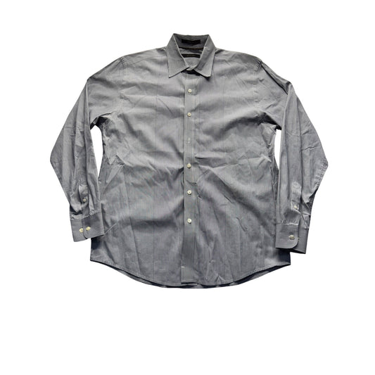 Gray Striped Button-Up Dress Shirt 100% Cotton #9089