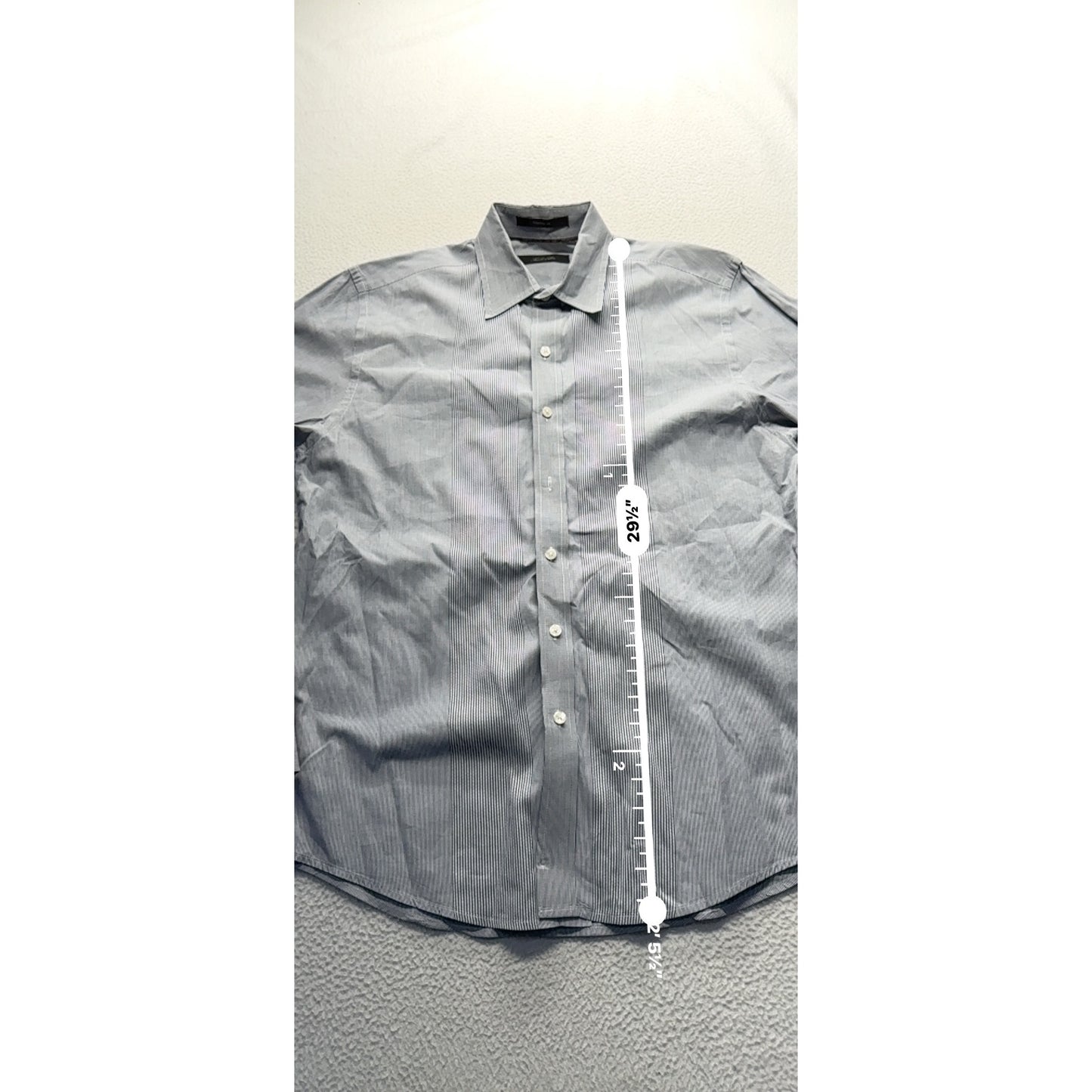 Gray Striped Button-Up Dress Shirt 100% Cotton #9089