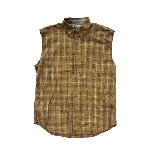 Mens Large Columbia Sleeveless Plaid Casual Shirt #6523
