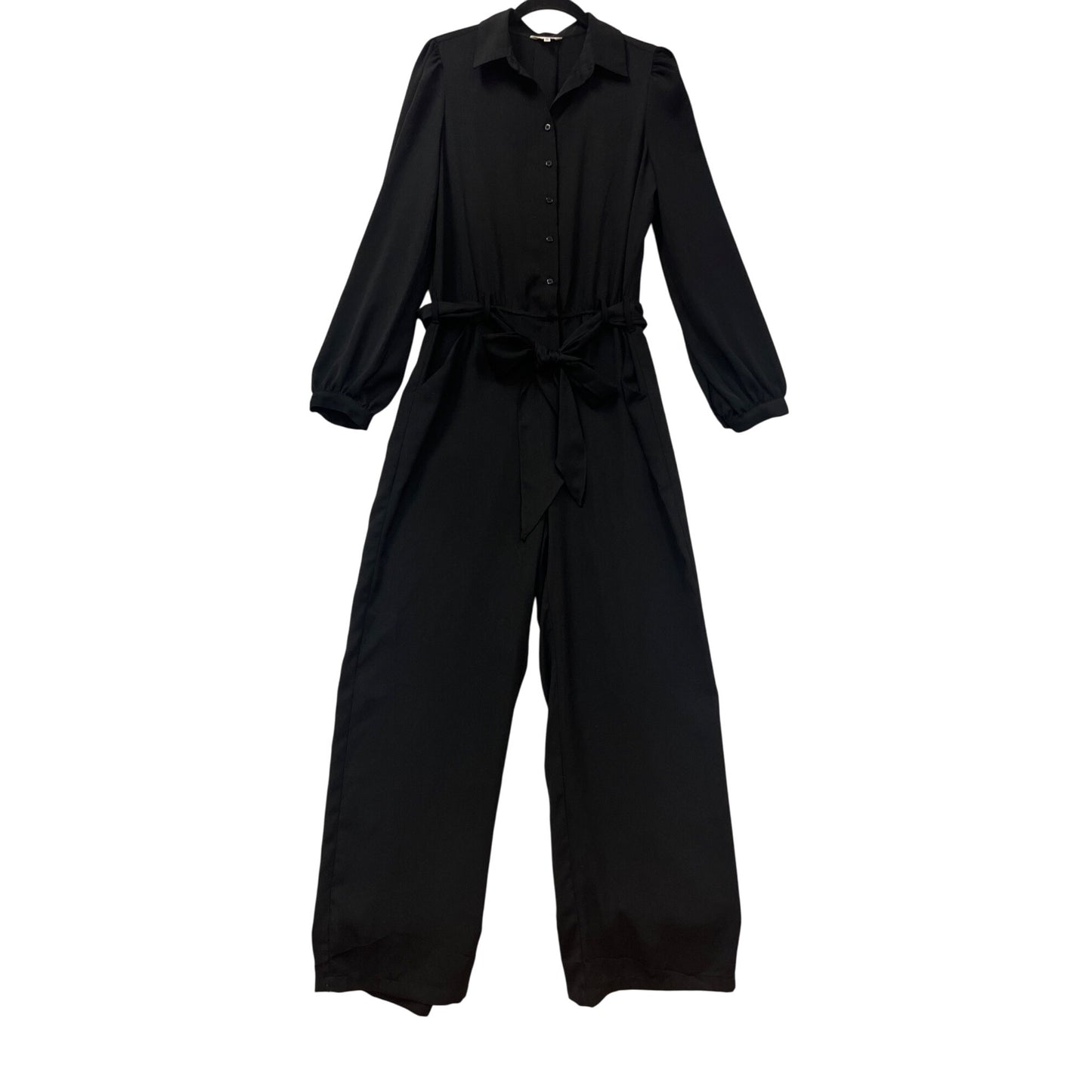 Max Studio Black Long Sleeve Button-Front Jumpsuit #347A