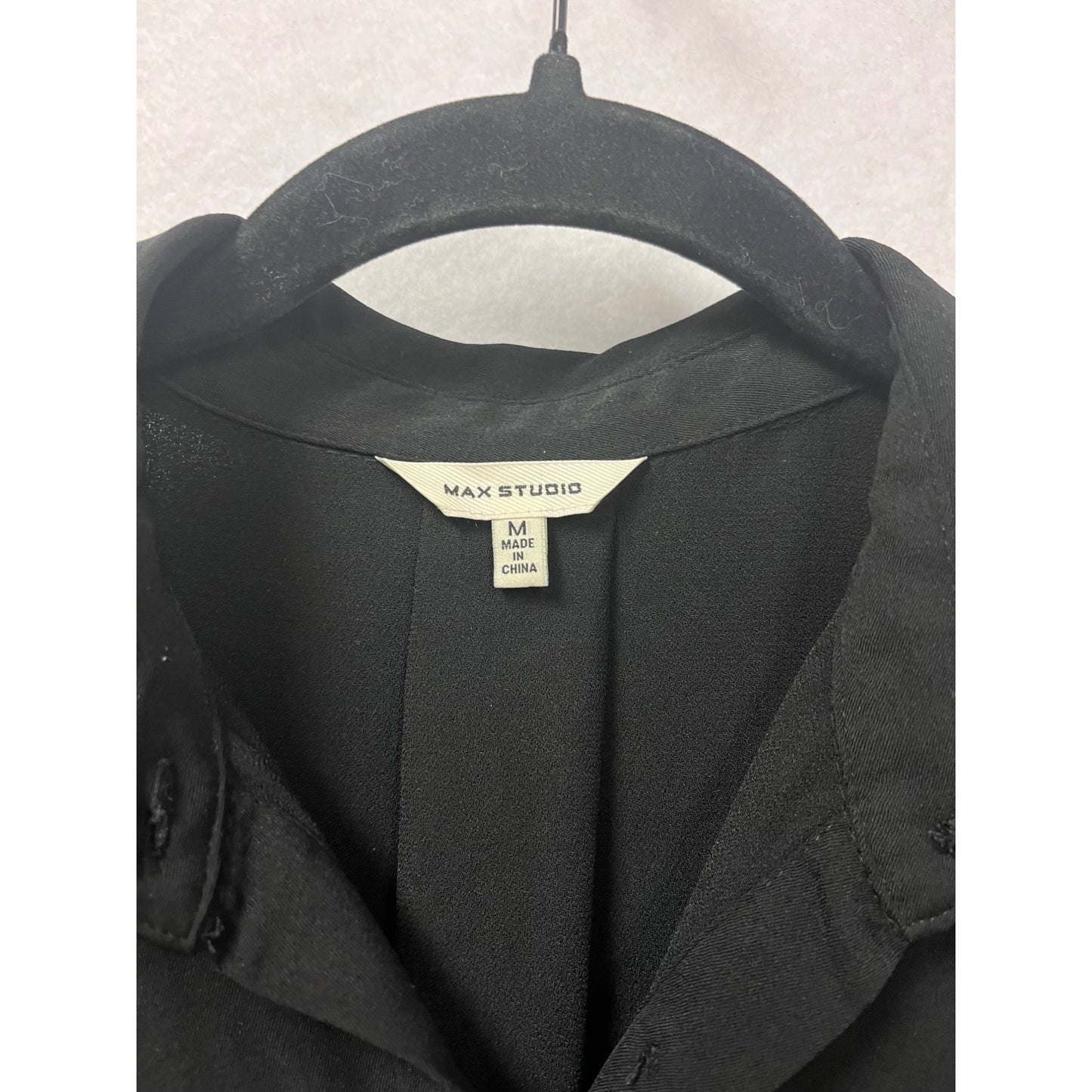 Max Studio Black Long Sleeve Button-Front Jumpsuit #347A