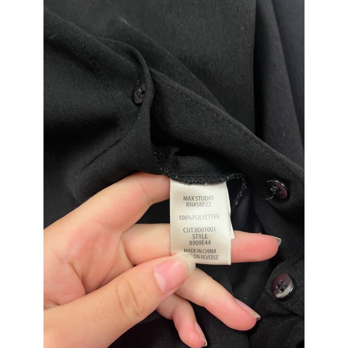 Max Studio Black Long Sleeve Button-Front Jumpsuit #347A