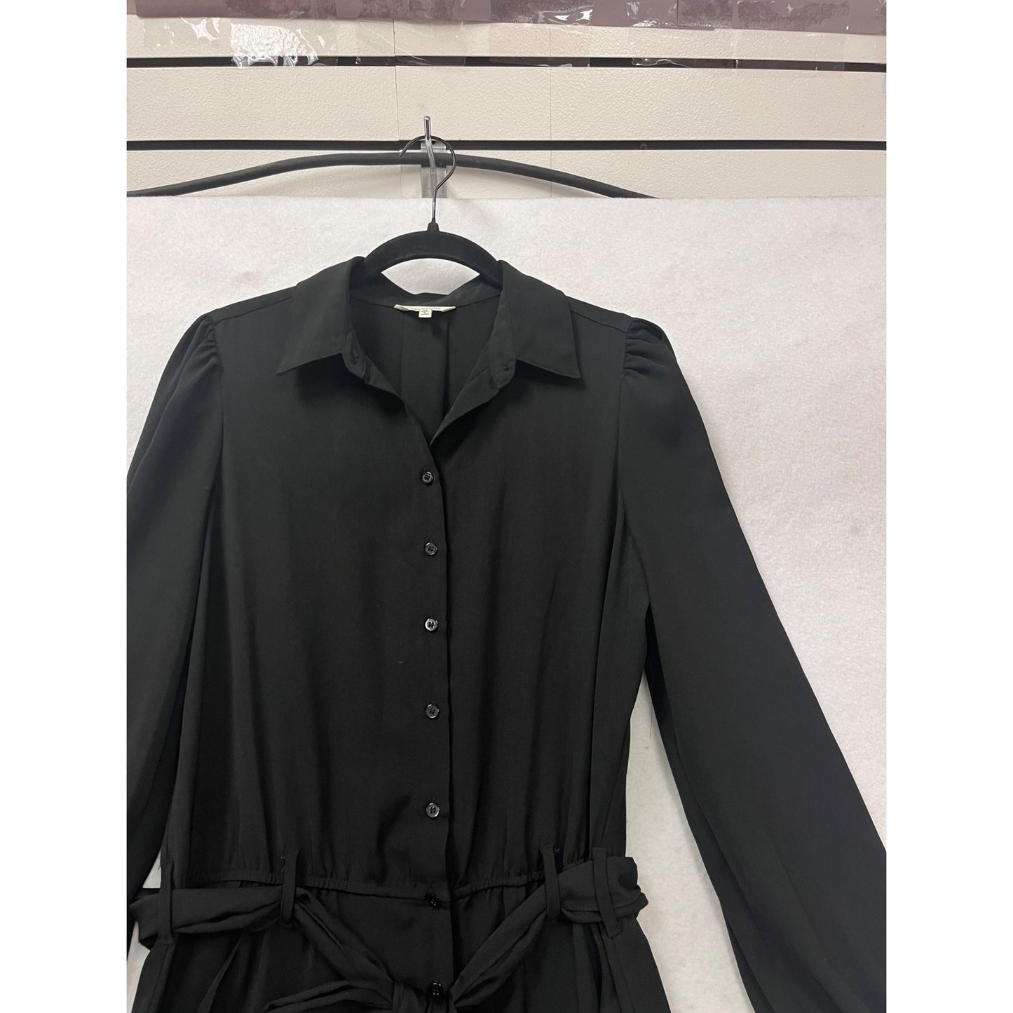 Max Studio Black Long Sleeve Button-Front Jumpsuit #347A