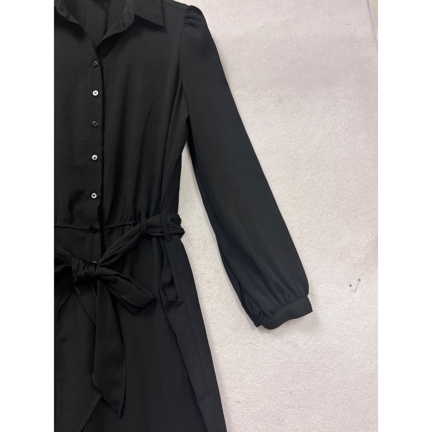 Max Studio Black Long Sleeve Button-Front Jumpsuit #347A