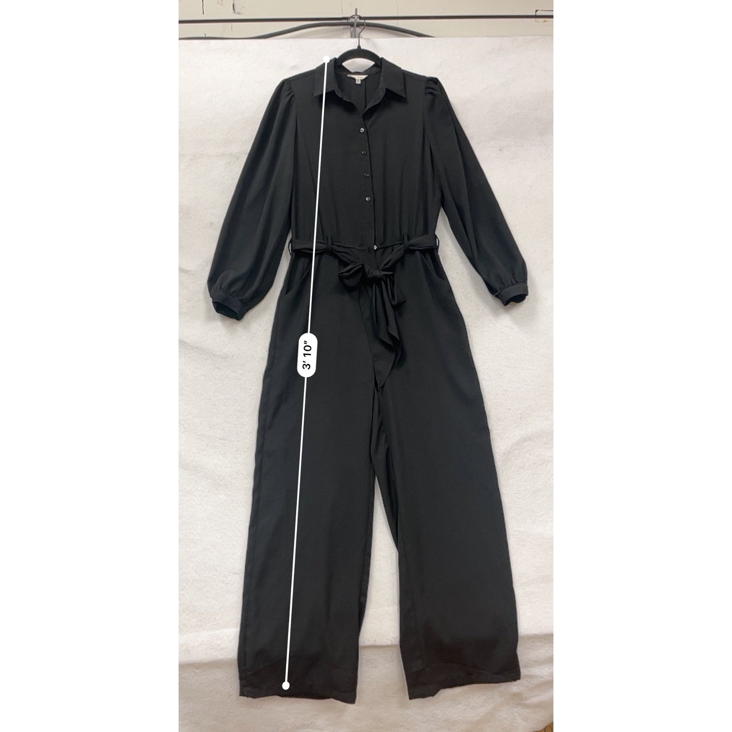 Max Studio Black Long Sleeve Button-Front Jumpsuit #347A