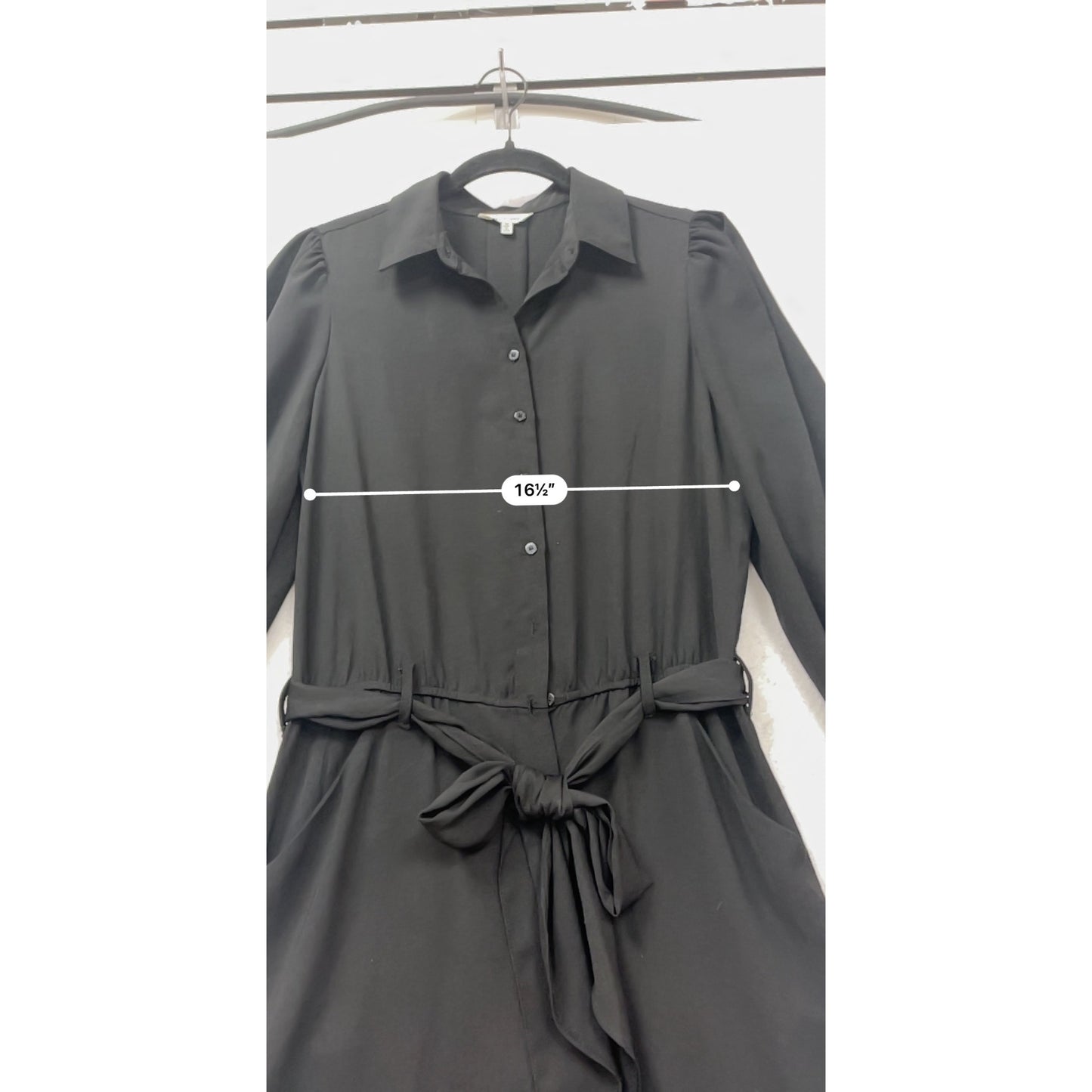 Max Studio Black Long Sleeve Button-Front Jumpsuit #347A