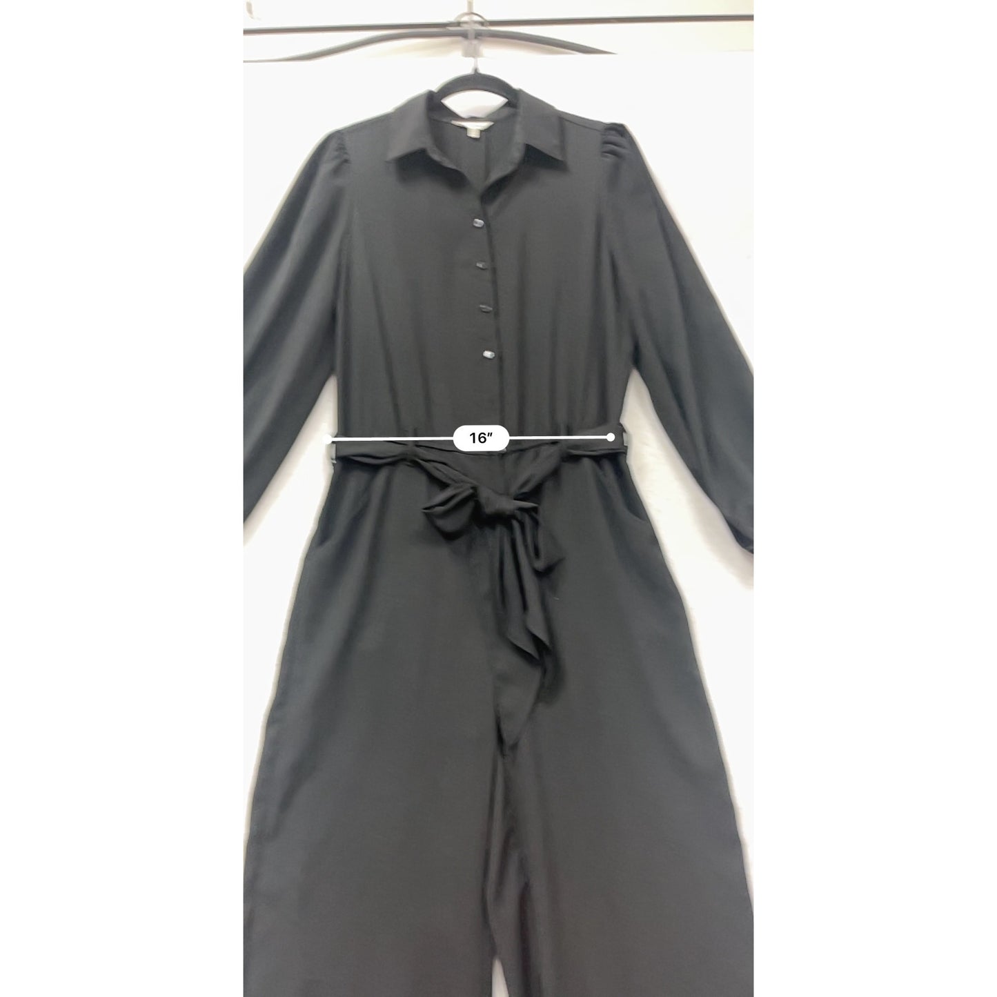 Max Studio Black Long Sleeve Button-Front Jumpsuit #347A