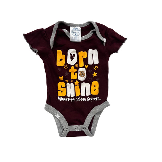 Minnesota Golden Gophers Baby bodysuit Born To Shine Maroon & Gray 0-3M #6500